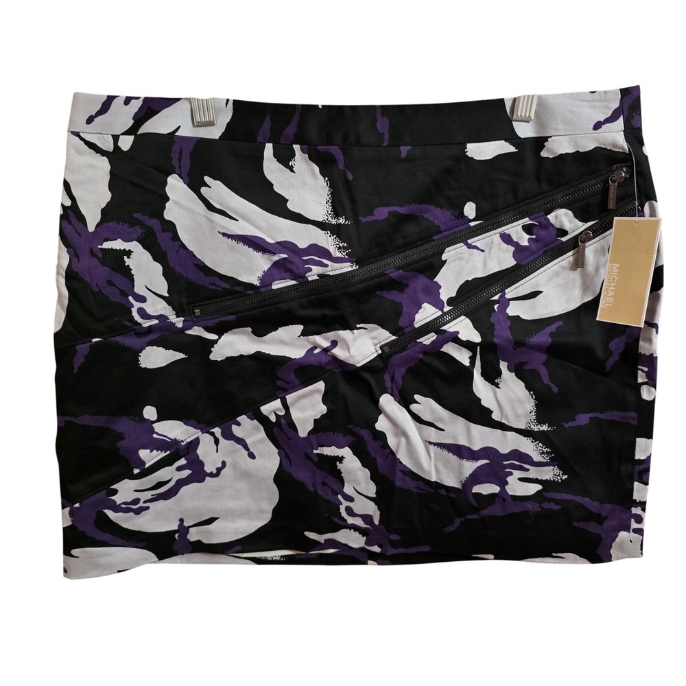Michael Michael Kors Purple Camo Zipper Mini Skirt Size 14 NWT